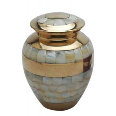 Mother of Pearl Brass Pet Urn