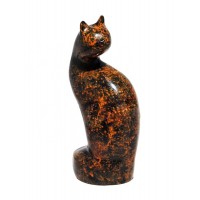 Rust Patina Calico Sitting Cat Urn (Brass Pet Urn) !