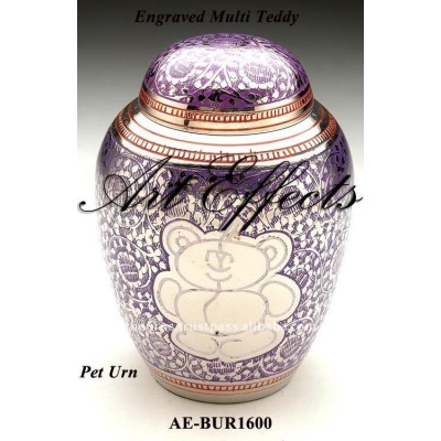 Engraved Teddy Bear Brass Infant Cremation Urn