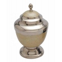 Nickle Plated Cream Enamel Brass Pet Urn!